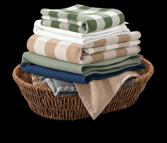 Folded laundry in a basket