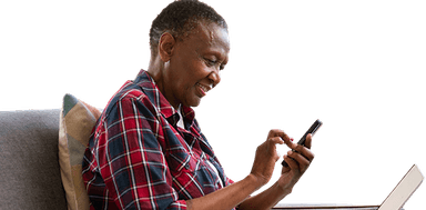 LaundryGo! partner using a phone